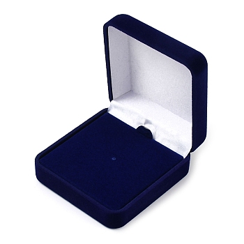 Velvet Badge Storage Gift Boxes, Square, Midnight Blue, 6.85x6.55x2.9cm