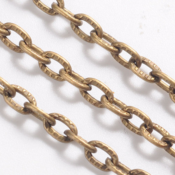 Iron Textured Cable Chains, Unwelded, with Spool, Oval, Antique Bronze Color, 5x3.5x1mm, about 32.8 Feet(10m)/roll