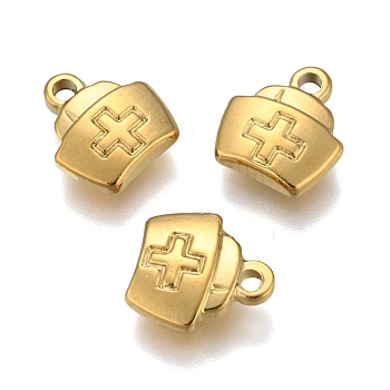 304 Stainless Steel Charms, Nurse Cap, Golden, 13x12x3mm, Hole: 2mm
