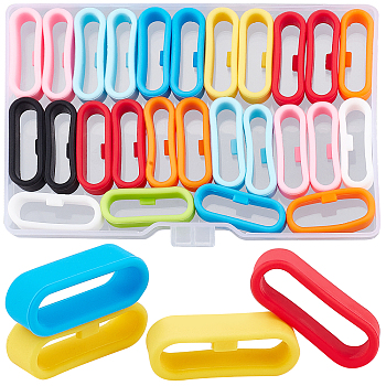 36Pcs 9 Colors Silicone Replacement Watch Band Strap Loops, Oval, Mixed Color, 24x9x7mm, Inner Diameter: 21x5.5mm, 4pcs/color