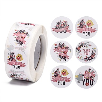 1 Inch Thank You Self-Adhesive Paper Gift Tag Stickers, for Party, Decorative Presents, Flat Round, Word, 25mm, 500pcs/roll