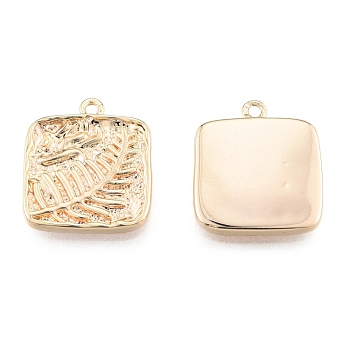 Brass Pendants, Cadmium Free & Nickel Free & Lead Free, Square with Wheat, Real 18K Gold Plated, 16x14x2mm, Hole: 1.2mm