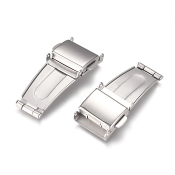 201 Stainless Steel Watch Band Clasps, Fold Over Clasps, Stainless Steel Color, 38.5x21.5x5mm