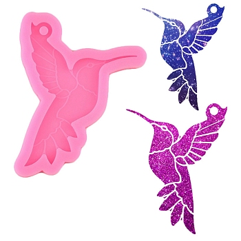 Bird Shape DIY Pendant Silicone Molds, for Keychain Making, Resin Casting Molds, For UV Resin, Epoxy Resin Jewelry Making, Hot Pink, 78x60x10mm, Inner Diameter: 70x54mm