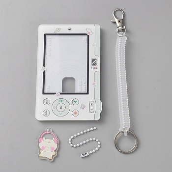 Rectangle Acrylic & PET Plastic Photocard Holder, ID Badge Holder, with Iron Clasps, Medium Aquamarine, 110x72x6mm