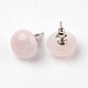 Half Round Dome Natural & Synthetic Mixed Stone Stud Earrings(EJEW-L171-M)-2