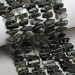 Natural Green Rutilated Quartz Beads Strands, Nuggets, with Seed Beads, 13~20.5x4~8x3.5~8mm, Hole: 0.7~1mm, about 51~53pcs/strand, 15.35''(39cm)(G-Z124-B02-01)