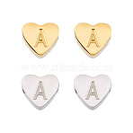4Pcs 2 Colors Stainless Steel Beads, Heart with Letter, Letter A, 7x8x3.4mm, Hole: 2mm, 2pcs/color(STAS-TA0002-72A)