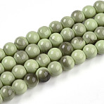 Baking Paint Glass Beads, Round, Two Tone, Dark Sea Green, 8~8.5mm, Hole: 1.4mm(X1-DGLA-N013-8mm-05)