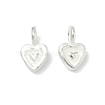925 Sterling Silver Charms, Silver Color Plated, with 925 Stamp, Heart, 8x5x2~3mm, Hole: 1.8mm(STER-A050-02B-S)