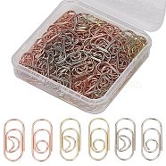 150Pcs 6 Styles Carbon Steel Paper Clips, Bookmark Marking Clips, Oval with Round & Moon, Mixed Color, 20x9x1mm, 25pcs/style(FIND-CP0001-49)