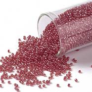 TOHO Round Seed Beads, Japanese Seed Beads, (109B) Siam Ruby Transparent Luster, 15/0, 1.5mm, Hole: 0.7mm, about 15000pcs/50g(SEED-XTR15-0109B)