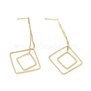 Rack Plating Brass Double Rhombus Long Dangle Stud Earrings for Women, Cadmium Free & Nickel Free & Lead Free, Real 18K Gold Plated, 60mm, Pin: 0.7mm(EJEW-C028-04G)