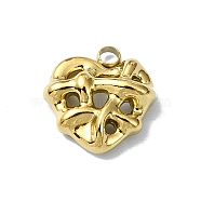 Ion Plating(IP) 304 Stainless Steel Charms, Heart Charm, Real 18K Gold Plated, 13.5x12.5x4mm, Hole: 2mm(STAS-B058-14G-02)