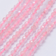 Natural Rose Quartz Beads Strands, Faceted, Round, 2~2.5mm, Hole: 0.5mm, about 195~208pcs/strand, 15.7 inch(40cm)(G-J369-29-2mm)