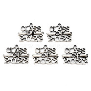 Rack Plating Tibetan Style Alloy Pendants, Cadmium Free & Lead Free, Word with Number 2022, Antique Silver, 19.5x25x2mm, Hole: 2mm(TIBEP-S319-141-RS)