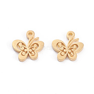 304 Stainless Steel Charms, Laser Cut, Butterfly, Golden, 10x10x1mm, Hole: 1.2mm(STAS-I151-39G)