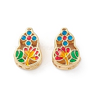 Hollow Rack Plating Brass Enamel Beads, Gourd, Long-Lasting Plated, Cadmium Free & Lead Free, Real 18K Gold Plated, 10.5x7x4.5mm, Hole: 1mm(KK-L155-47G)