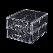 4-Grid Acrylic Jewelry Storage Drawer Boxes, Desktop 2-Tier Jewelry Case for Earrings, Rings, Bracelets, Tabletop Organizer Holder, Rectangle, Clear, 15x19.7x11.5cm(CON-K002-01B)