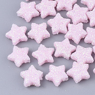 Opaque Acrylic Beads, with Glitter Powder, Star, Pink, 9.5x10x4mm, Hole: 1.6mm(MACR-T033-04A)