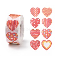 Valentine's Day Heart Paper Stickers, Adhesive Labels Roll Stickers, Gift Tag, for Envelopes, Party, Presents Decoration, Mixed Patterns, 25x24x0.1mm, 500pcs/roll(X-DIY-I107-02C)