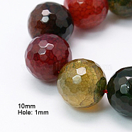 Natural Agate Beads Strands, Dyed, Faceted, Round, Colorful, 10mm, Hole: 1mm, about 39pcs/strand, 15.7 inch(X-G-H1593-10mm-10)