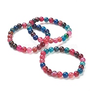 Natural Agate Beaded Stretch Bracelets, Round, Beads: 8~8.5mm, Inner Diameter: 2-1/8 inch(5.5cm)(BJEW-D446-C-05)
