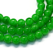 Baking Painted Imitation Jade Glass Round Bead Strands, Green, 10~10.5mm, Hole: 1.5mm, about 85pcs/strand, 31.4 inch(X-DGLA-Q021-10mm-10)