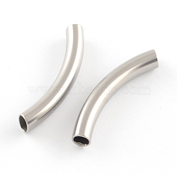 Tarnish Resistant Stainless Steel Tube Beads, Stainless Steel Color, 40x6mm, Hole: 4mm(STAS-R068-01)