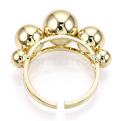 Brass Open Cuff Ring, Multi-Ball Ring, Anxiety Ring for Women, Real 18K Gold Plated, US Size 7 3/4(17.9mm), 2~6mm(RJEW-Q778-37G)