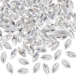 100Pcs Pointed Back Glass Rhinestone Cabochons, Faceted, Horse Eye, Crystal, 15x7x4mm(RGLA-FG0001-05A)
