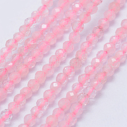 Natural Rose Quartz Beads Strands, Faceted, Round, 2~2.5mm, Hole: 0.5mm, about 195~208pcs/strand, 15.7 inch(40cm)(G-J369-29-2mm)