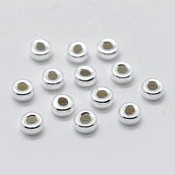 925 Sterling Silver Spacer Beads, Rondelle, Silver, 6x3mm, Hole: 2.5mm, about 18pcs/5g(STER-K171-39S-02)