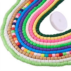 DIY Stretch Bracelet Making Kits, 11 Strands 11 Colors Polymer Clay Bead Strands and Clear Elastic Crystal Thread, Mixed Color, 6.5x6mm, Hole: 1.2mm, about 61pcs/strand, 15.75 inch(40cm), 11 colors, 1 strand/color, 11 strands(DIY-SZ0004-11)