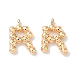 Brass Pendants, Letter Charms, Real 18K Gold Plated, 13x9x2mm, Hole: 1mm(KK-S368-16G-R)