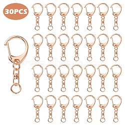 Iron Split Key Rings, with Zinc Alloy Lobster Claw Clasps, Rose Gold, 45mm(FIND-YWC0008-01RG)