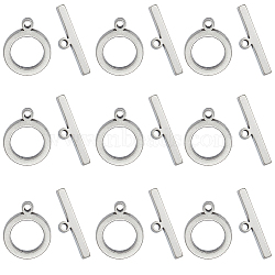 25Pcs 201 Stainless Steel Toggle Clasps, Nickel Free, Ring, Stainless Steel Color, Ring: 17x13.5x2mm, Hole: 1.8mm, Bar: 22x6x2mm, Hole: 1.8mm(STAS-SC0006-74)