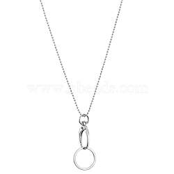 304 Stainless Steel Ball Chains Neck Strap Lanyard, with Ring and Alloy Swivel Snap Clasps, for ID Card Holder Lanyard Neck Strap, Stainless Steel Color, 455mm(HJEW-SW00133)