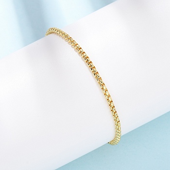 Brass Boston Link Chains Bracelets for Women, Long-Lasting Plated, Rack Plating, Cadmium Free & Lead Free, Real 18K Gold Plated, 18.7x0.25cm