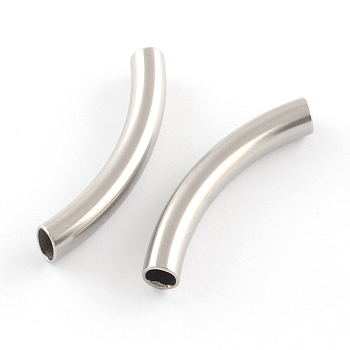 Stainless Steel Tube Beads, Stainless Steel Color, 40x6mm, Hole: 4mm