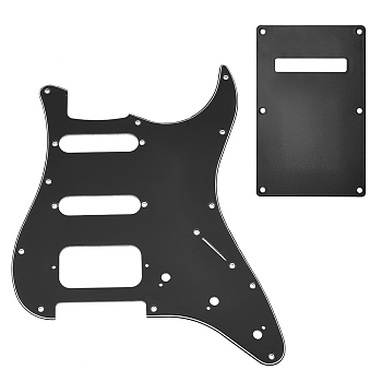 SUPERFINDINGS 3Pcs ABS Electric Guitar Guard Plate Accessories, Black, 28.1x22.2x0.25cm, Hole: 3.2mm & 7.6mm & 28x2mm, Inner Diameter: 70x18mm & 69x37mm 