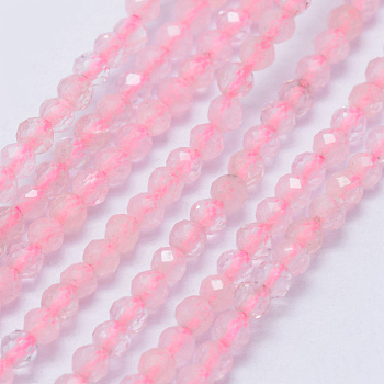 Natural Rose Quartz Beads Strands, Faceted, Round, 2~2.5mm, Hole: 0.5mm, about 195~208pcs/strand, 15.7 inch(40cm)