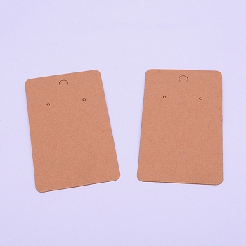 kraft Paper Earring Card Holder for Earring Display, Ear Studs and Hanging Earrings, Rectangle, BurlyWood, 89x50x0.3mm, Hole: 1mm and 6mm