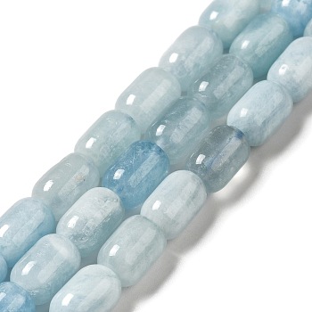 Natural Aquamarine Beads Strands, Column, 9x6mm, Hole: 1~1.2mm, about 20~21pcs/strand, 7.09~7.48 inch(18~19cm)