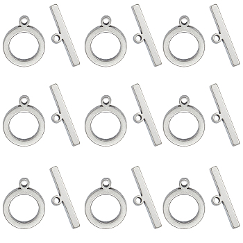 25Pcs 201 Stainless Steel Toggle Clasps, Nickel Free, Ring, Stainless Steel Color, Ring: 17x13.5x2mm, Hole: 1.8mm, Bar: 22x6x2mm, Hole: 1.8mm