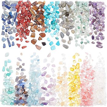 PandaHall Elite 375G 15 Style Natural & Synthetic Gemstone Beads, Undrilled/No Hole, Chips, 25g/style