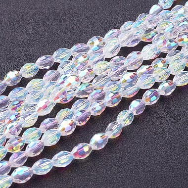 8mm Clear AB Oval Glass Beads
