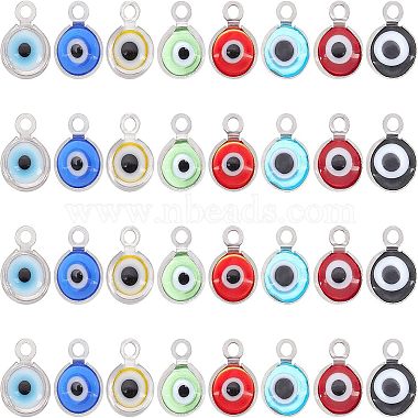 Stainless Steel Color Mixed Color Evil Eye Lampwork Charms