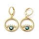 Evil Eye Real 18K Gold Plated Brass Dangle Leverback Earrings(EJEW-Q797-09G-04)-1
