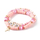 Polymer Clay Heishi Beads Stretch Bracelets Sets for Valentine's Day(BJEW-JB06298-03)-1